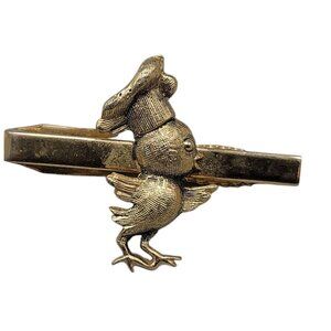 Jolle Chef Chik Tie Clip Gold Plated 1940s Men Accessories Vintage Signed